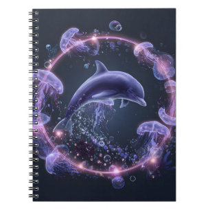 Cuaderno Portátil Neon Dolphin Jellyfish Circle