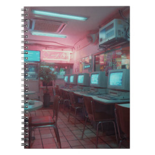 Cuaderno Portátil Neon Retro Internet Café
