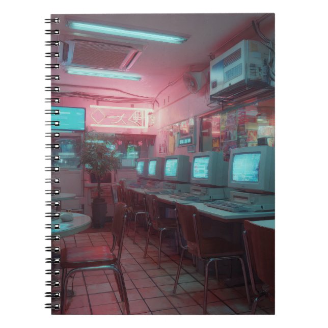 Cuaderno Portátil Neon Retro Internet Café (Frente)