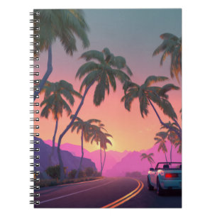 Cuaderno Portátil Neon Sunset Palm Drive
