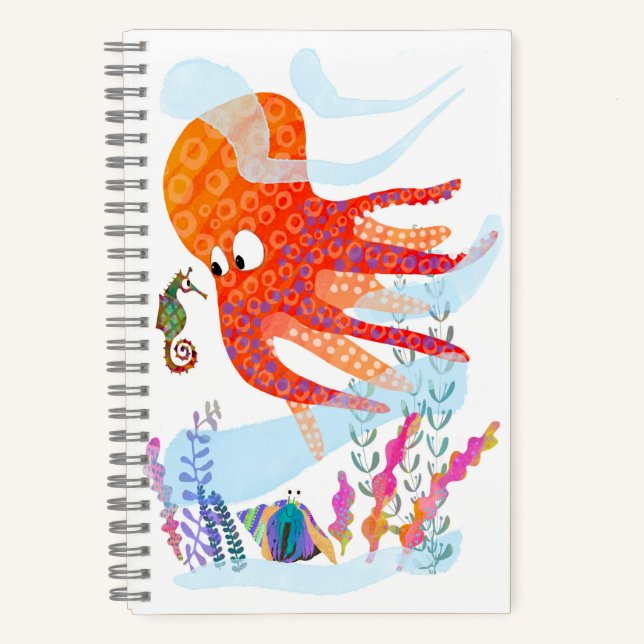 Cuaderno Portátil Octopus y Ocean Friends Spiral (Anverso)