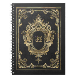 Cuaderno Portátil Ornate Black and Gold Frame