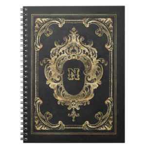 Cuaderno Portátil Ornate Black and Gold Frame