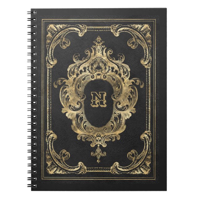 Cuaderno Portátil Ornate Black and Gold Frame (Frente)