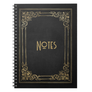 Cuaderno Portátil Ornate Black and Gold Frame