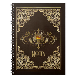 Cuaderno Portátil Ornate Brown and Gold Frame