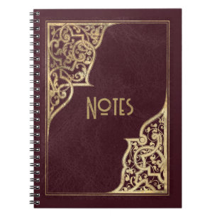 Cuaderno Portátil Ornate Burgundy and Gold Frame