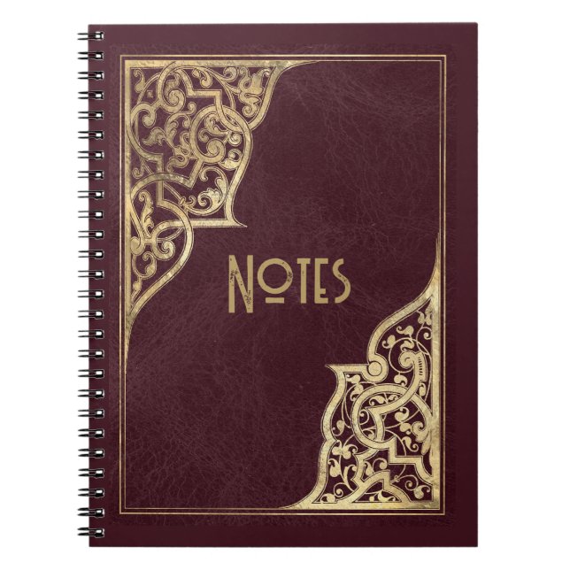 Cuaderno Portátil Ornate Burgundy and Gold Frame (Frente)