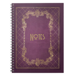Cuaderno Portátil Ornate Purple y Gold Frame