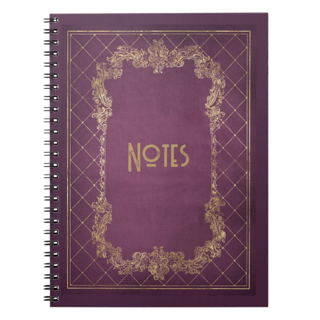 Cuaderno Portátil Ornate Purple y Gold Frame (Frente)