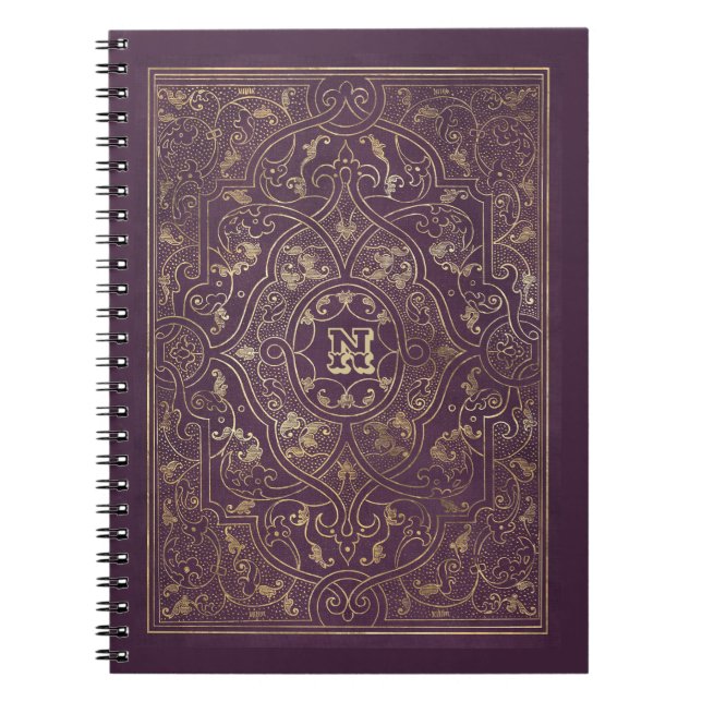 Cuaderno Portátil Ornate Purple y Gold Frame (Frente)