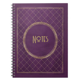 Cuaderno Portátil Ornate Purple y Gold Frame
