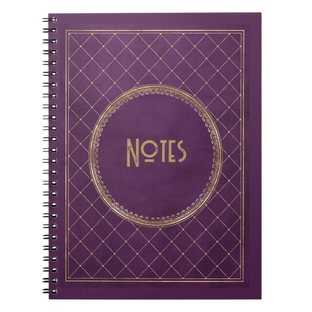 Cuaderno Portátil Ornate Purple y Gold Frame (Frente)