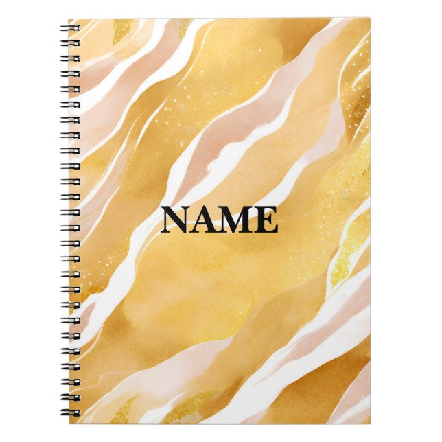 Cuaderno Portátil Oro y Mármol Blanco (Frente)