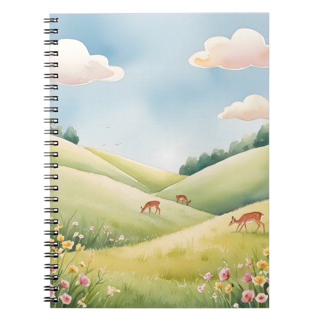 Cuaderno Portátil pacífico de paisajes de pradera (Frente)