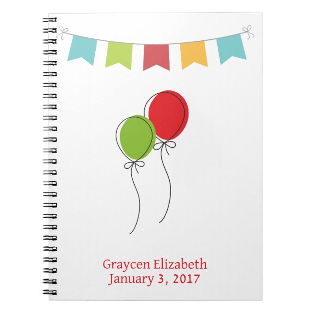 Cuaderno Portátil, padres nuevos, globos, libro de bebés Ke (Frente)