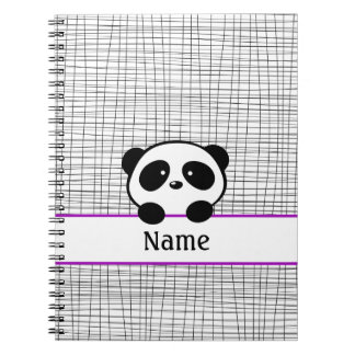Cuaderno Portátil Panda Bear Morado y Negro Personalizado