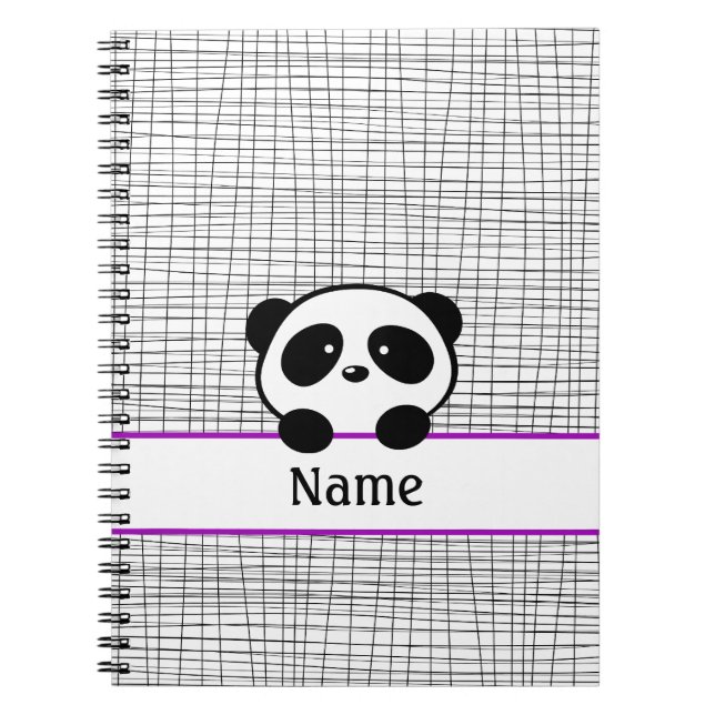 Cuaderno Portátil Panda Bear Morado y Negro Personalizado (Frente)