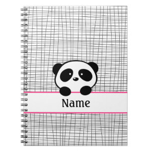 Cuaderno Portátil Panda Bear Negro Rosa Personalizado