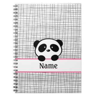 Cuaderno Portátil Panda Bear Negro Rosa Personalizado