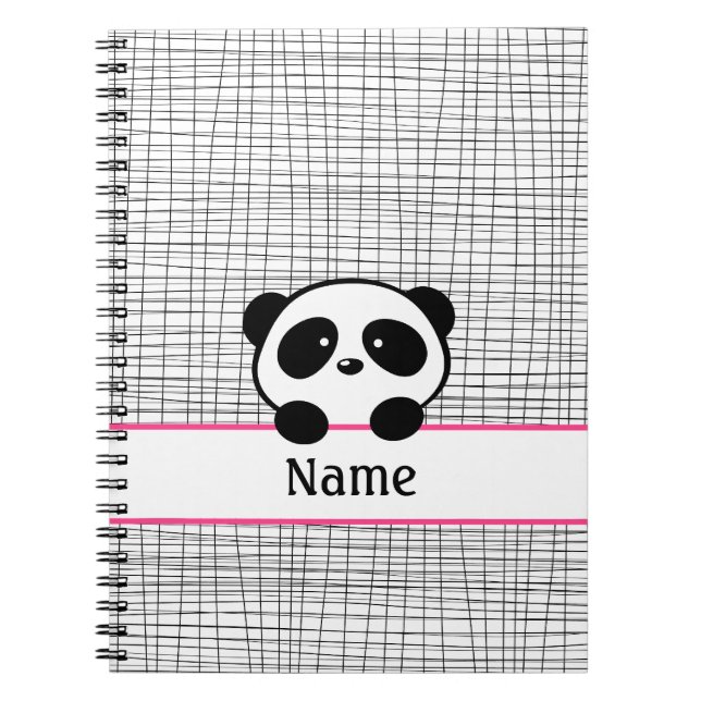 Cuaderno Portátil Panda Bear Negro Rosa Personalizado (Frente)
