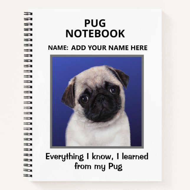 Cuaderno Portátil para amantes de Pug (Anverso)