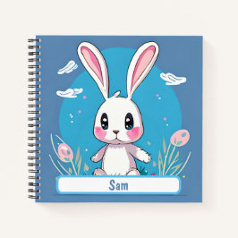 Cuaderno Portátil para conejitos blancos de Pascua con nomb