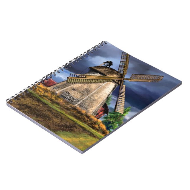 Cuaderno Portátil para el paisaje del molino de viento de l (Lado Izquierdo)