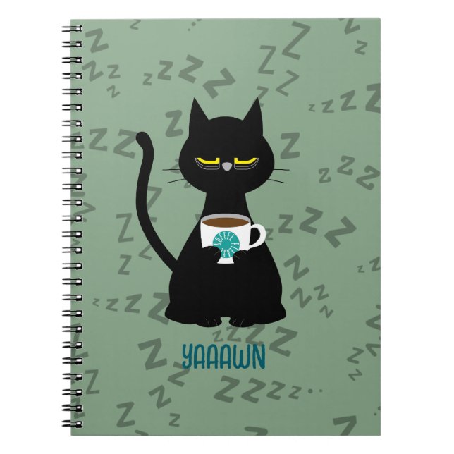Cuaderno portátil para gatos con sueño YAAAWN (Frente)