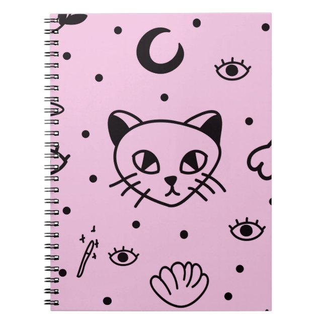 Cuaderno Portátil para gatos de Wiccan de Gótico Pastel - E (Frente)