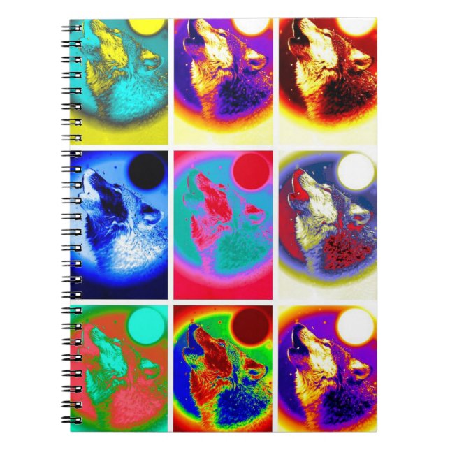Cuaderno Portátil para nueve retratos de Lobo Howling (Frente)