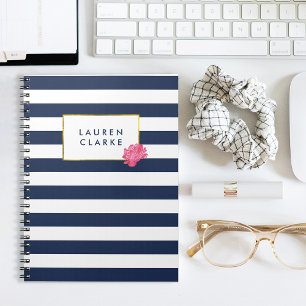 Cuaderno Portátil para peones rosados con banda de marina y
