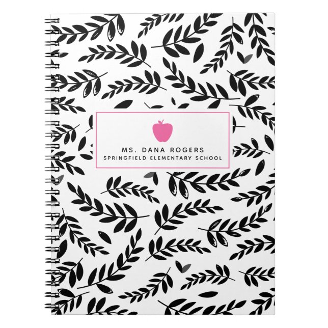 Cuaderno Portátil para profesores de Apple rosa negro + bla (Frente)