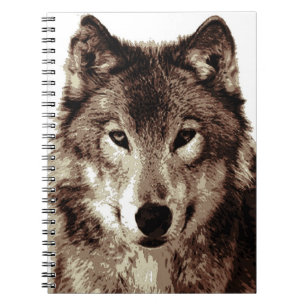 Cuaderno Portátil para retrato de lobo de Sepia
