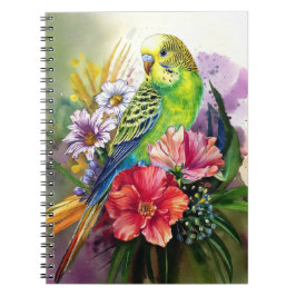 Cuaderno Portátil Parakeet y Flores