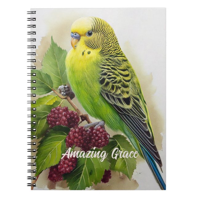 Cuaderno Portátil Parakeet y Mulberries (Frente)