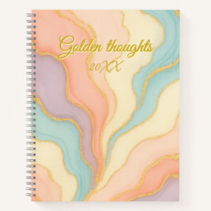 Cuaderno Portátil Pastel Gold Marble   Pensamientos dorados