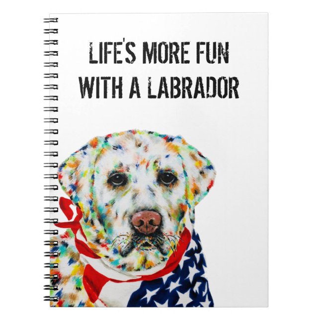 Cuaderno Portátil Patriótico Labrador de 6,5" x 8,75" (Frente)