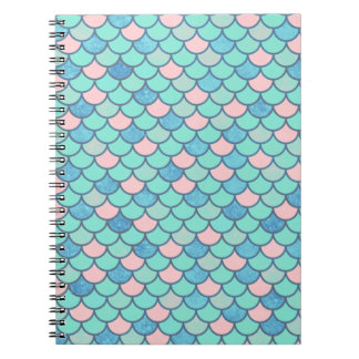Cuaderno Portátil patrón de escalas de sirenas verde azulad