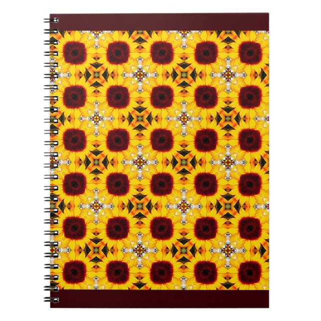Cuaderno Portátil patrón de mosaico girasol (Frente)