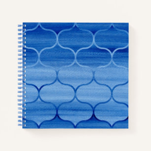 Cuaderno Portátil patrón Ogee color de agua azul personaliz