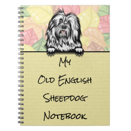 Cuaderno Portátil Peeking Cute Old English Sheepdog