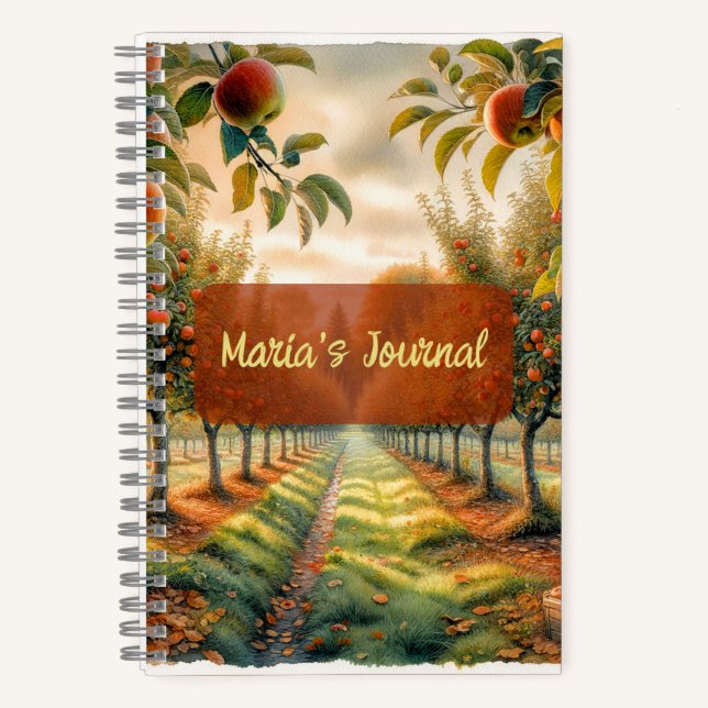 Cuaderno Portátil personalizado Apple Orchard con nombre (Anverso)