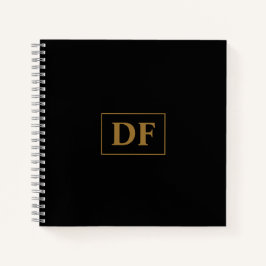 Cuaderno Portátil personalizado Black With Gold Initials