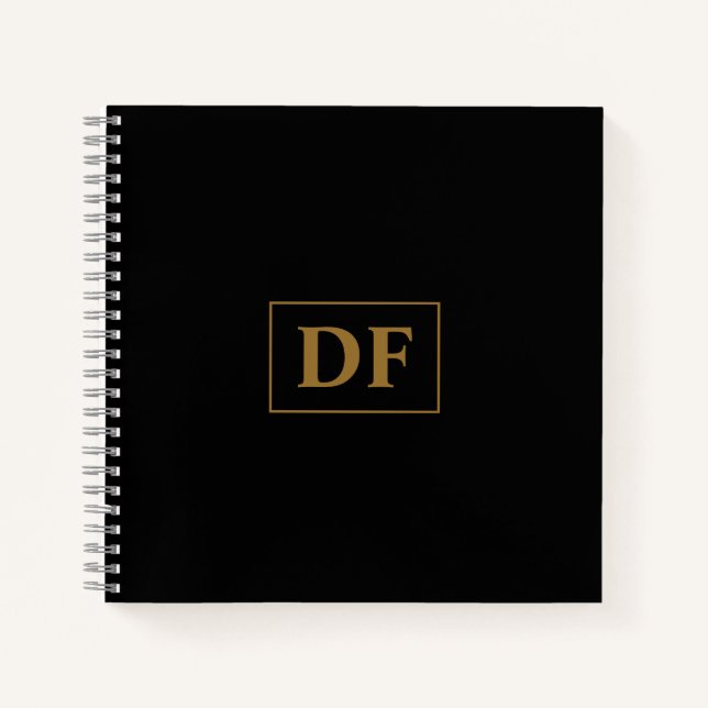Cuaderno Portátil personalizado Black With Gold Initials (Anverso)