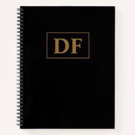 Cuaderno Portátil personalizado Black With Gold Initials