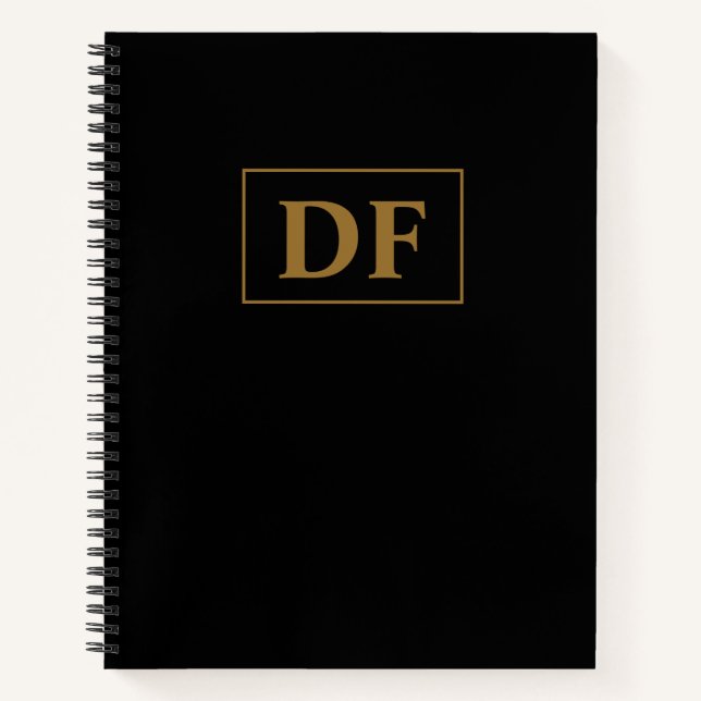 Cuaderno Portátil personalizado Black With Gold Initials (Anverso)
