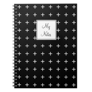 Cuaderno Portátil Personalizado blanco y negro de patrón cr