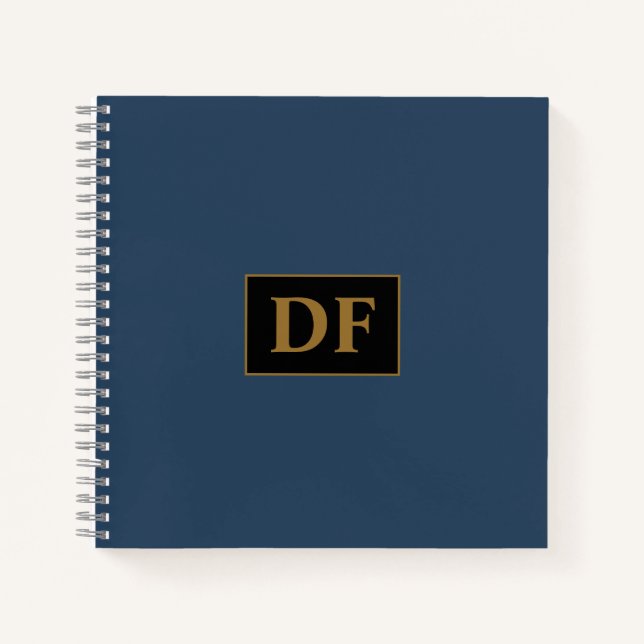 Cuaderno Portátil personalizado Blue con Iniciales de Oro (Anverso)