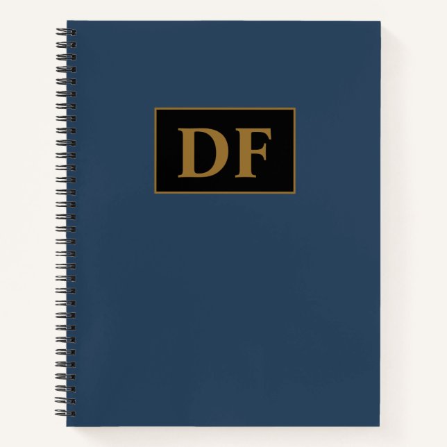 Cuaderno Portátil personalizado Blue con Iniciales de Oro (Anverso)